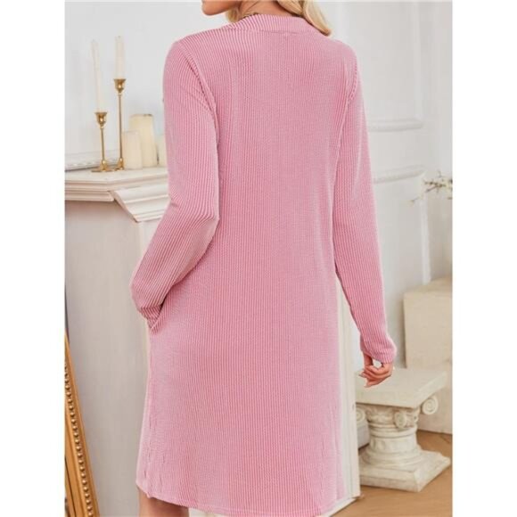 Casual Ribbed Knit Long Sleeve Dress - Picture 4 of 16